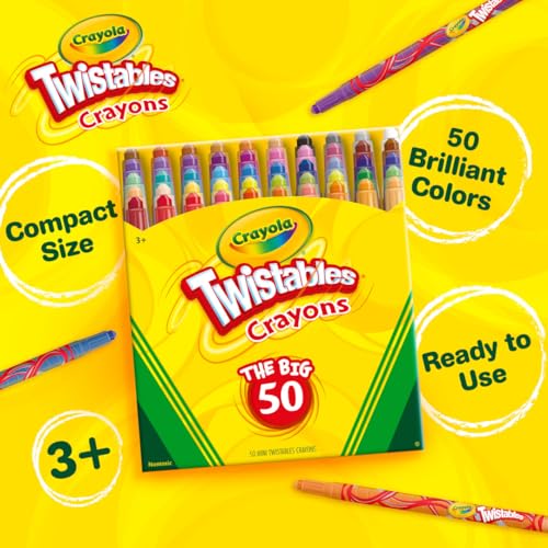 Crayola Mini Twistables Crayons (50ct) – No Sharpening, Less Mess for Kids 3+