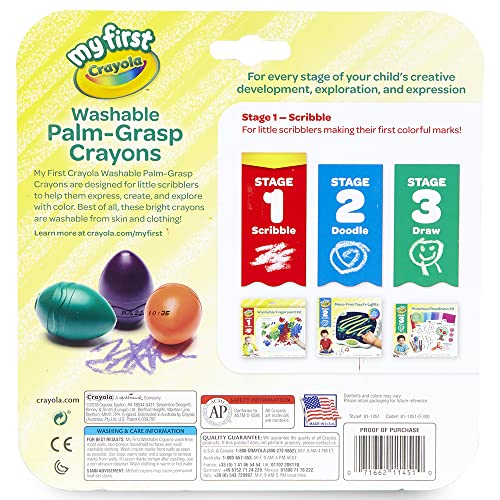 Crayola My First Palm Grip Crayons – 6 Washable Egg-Shaped Toddler Crayons