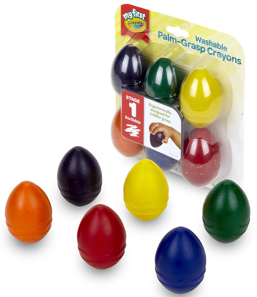 Crayola My First Palm Grip Crayons – 6 Washable Egg-Shaped Toddler Crayons