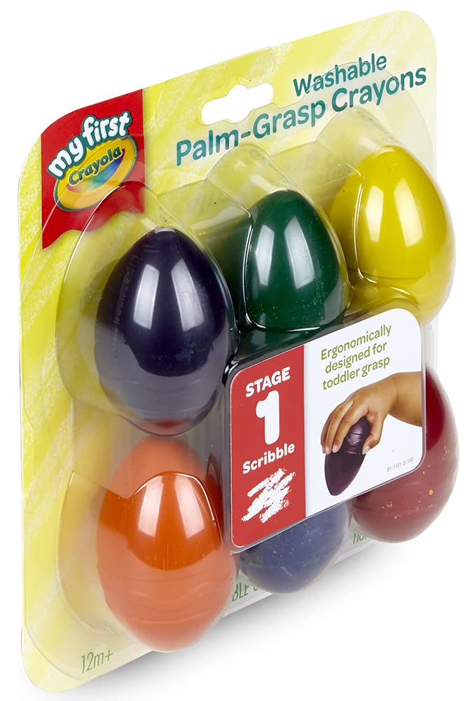 Crayola My First Palm Grip Crayons – 6 Washable Egg-Shaped Toddler Crayons
