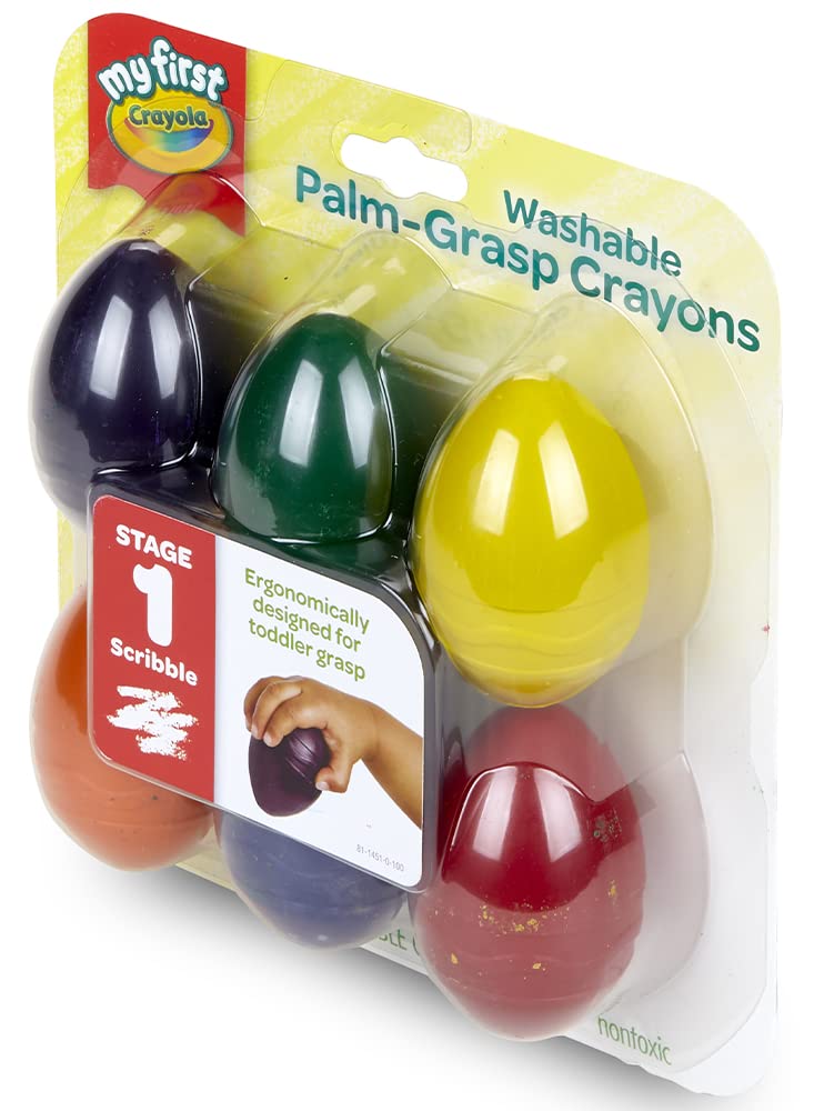 Crayola My First Palm Grip Crayons – 6 Washable Egg-Shaped Toddler Crayons