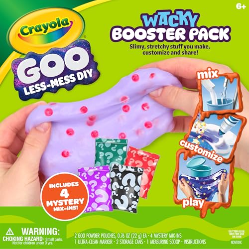 Crayola Mystery Goo Making Kit – DIY Slime Craft for Kids, Sensory Putty with Surprise Mix-Ins