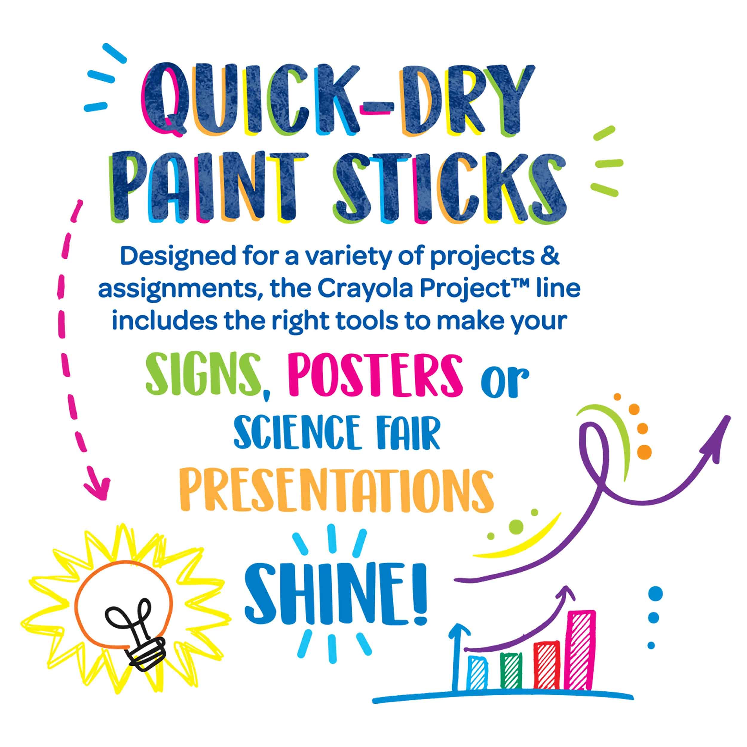 Crayola Paint Sticks – 12 Quick-Drying Colors – No Water Needed – Amazon Exclusive