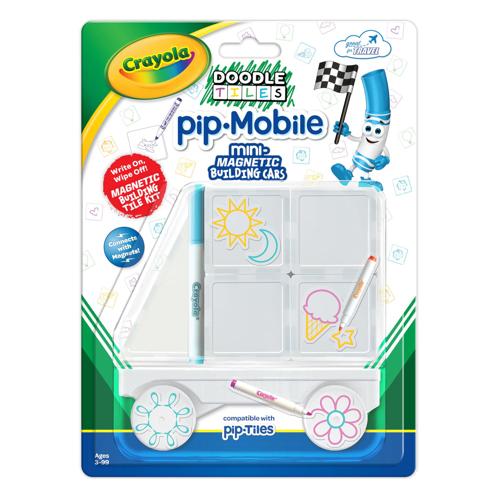 Crayola PIP-Mobile Rolling Chassis – Add Wheels to Magnetic Tile Sets for STEM Play