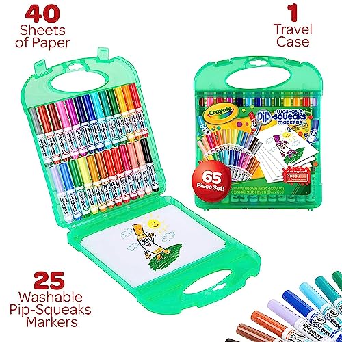 Crayola Pip-Squeaks Washable Marker Set (65ct) – Mini Markers & Paper for Kids Ages 4+
