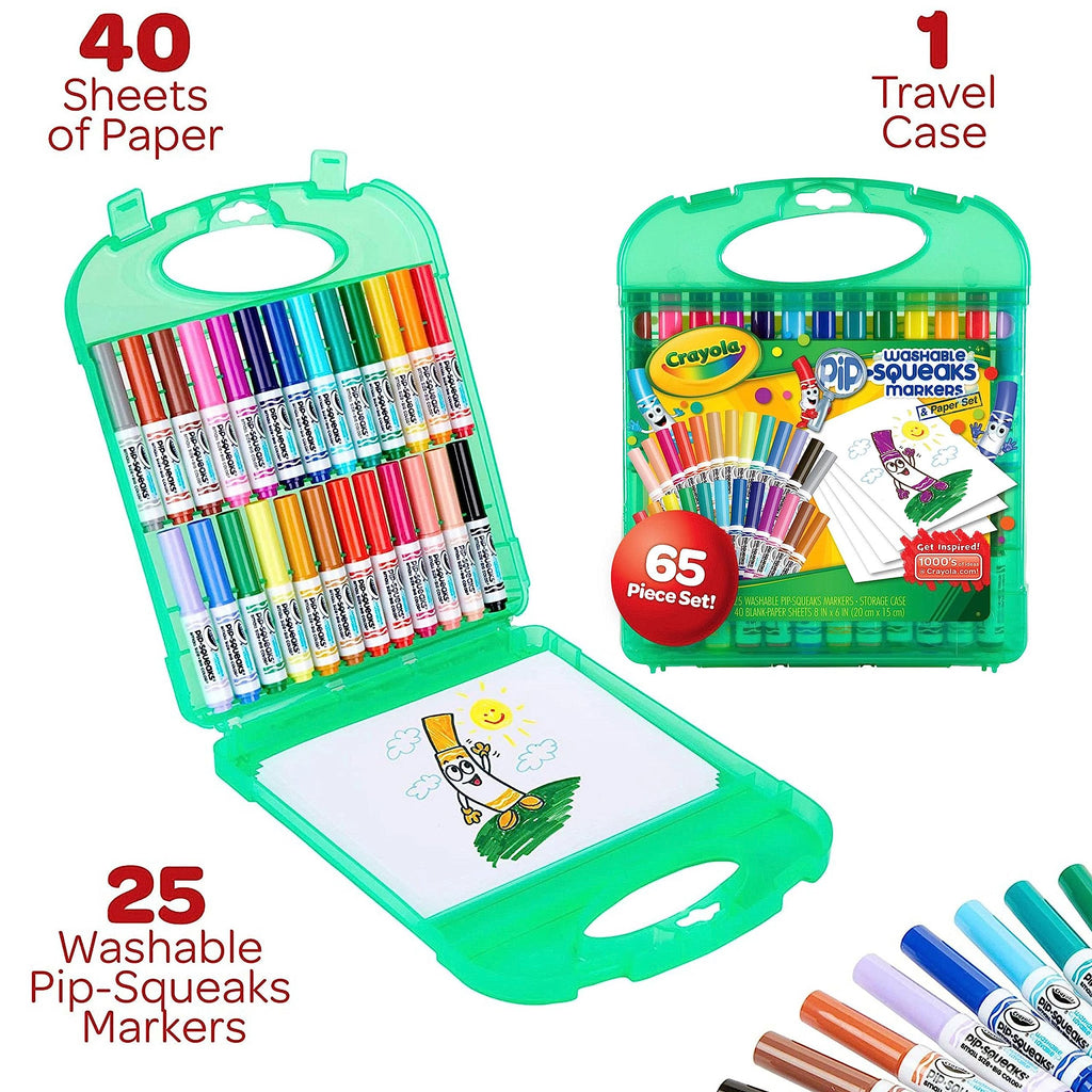 Crayola Pip-Squeaks Washable Marker Set (65ct) – Mini Markers & Paper for Kids Ages 4+