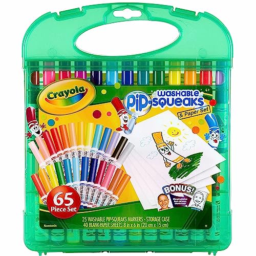 Crayola Pip-Squeaks Washable Marker Set (65ct) – Mini Markers & Paper for Kids Ages 4+