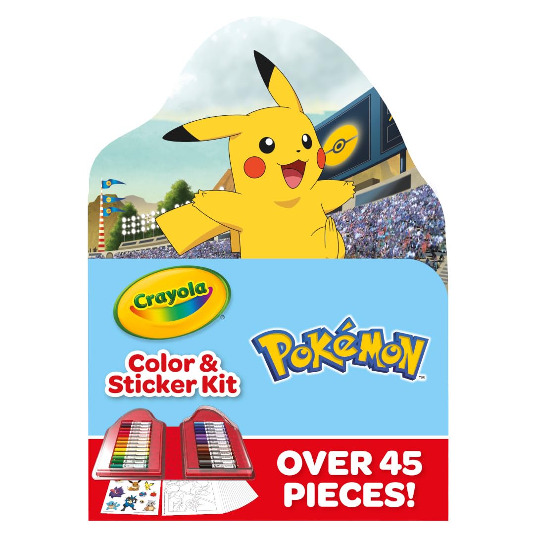 Crayola Pokemon Art Kit for Kids: 26 Washable Markers, 20 Coloring Pages & Stickers, Ages 4+