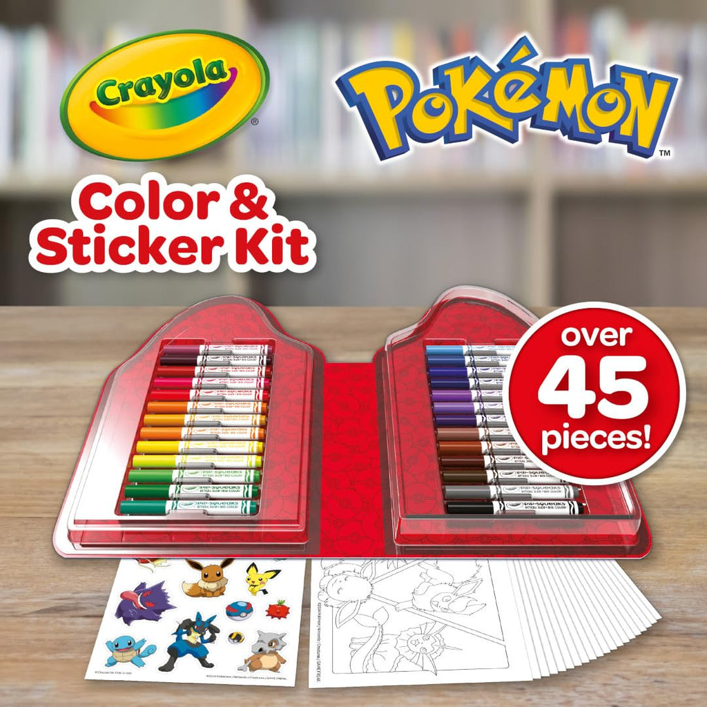 Crayola Pokemon Art Kit for Kids: 26 Washable Markers, 20 Coloring Pages & Stickers, Ages 4+
