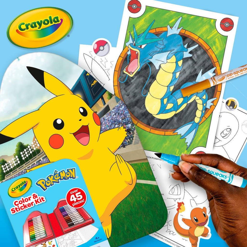 Crayola Pokemon Art Kit for Kids: 26 Washable Markers, 20 Coloring Pages & Stickers, Ages 4+