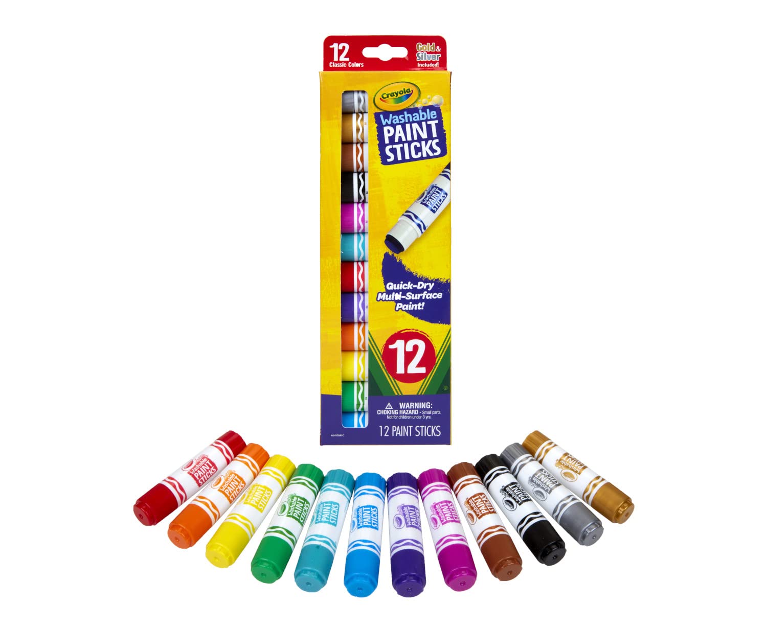 Crayola Quick Dry Paint Sticks (12ct) – Washable, Non-Toxic Tempera Paint for Kids