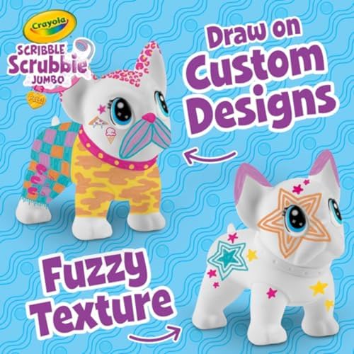 Crayola Scribble Scrubbie Jumbo Pet Wilbur – 6-Inch Poseable French Bulldog with 5 Washable Markers