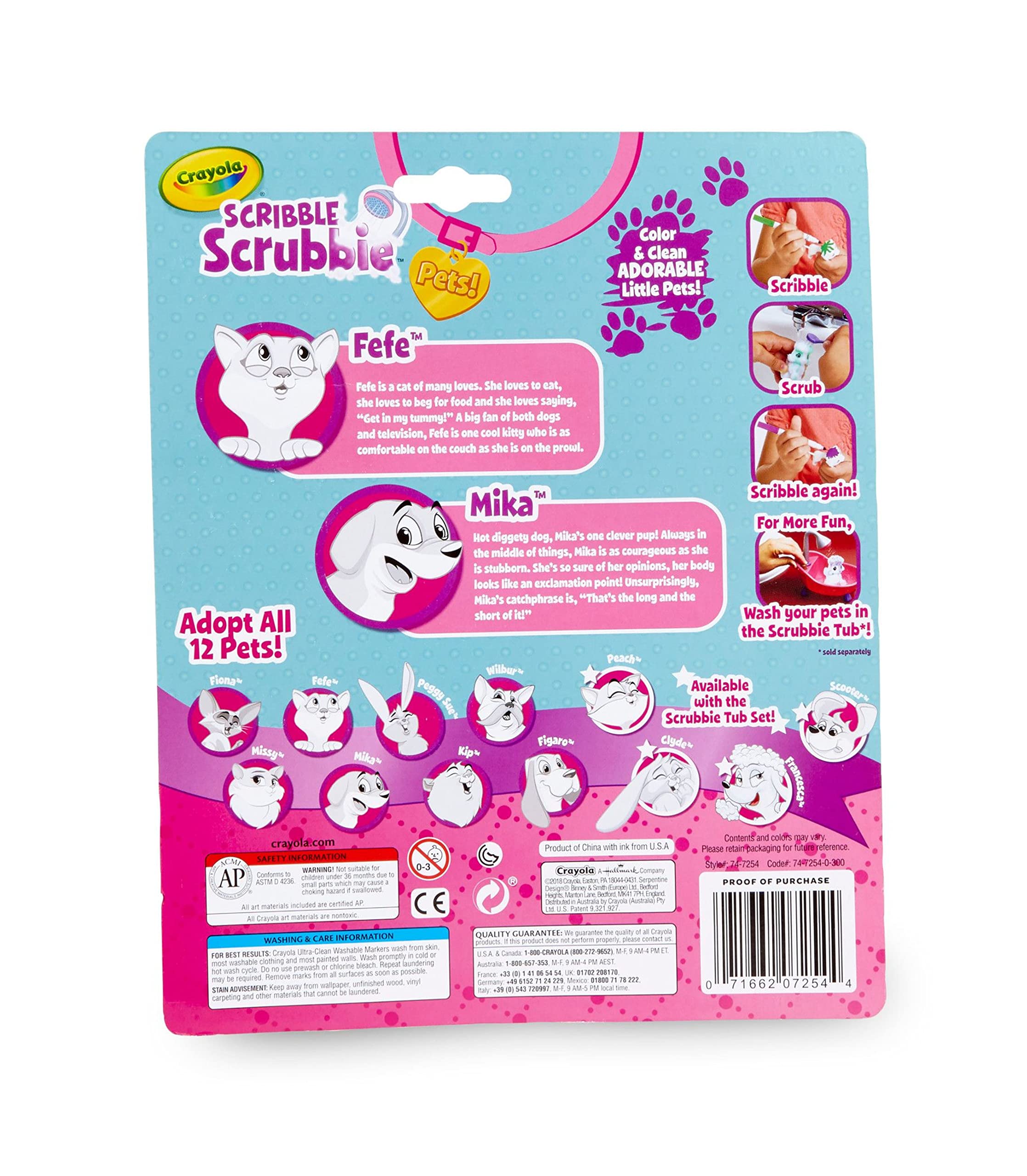 Crayola Scribble Scrubbie Pets 2-Pack: Reusable Washable Dog & Cat Toys for Kids Ages 3+