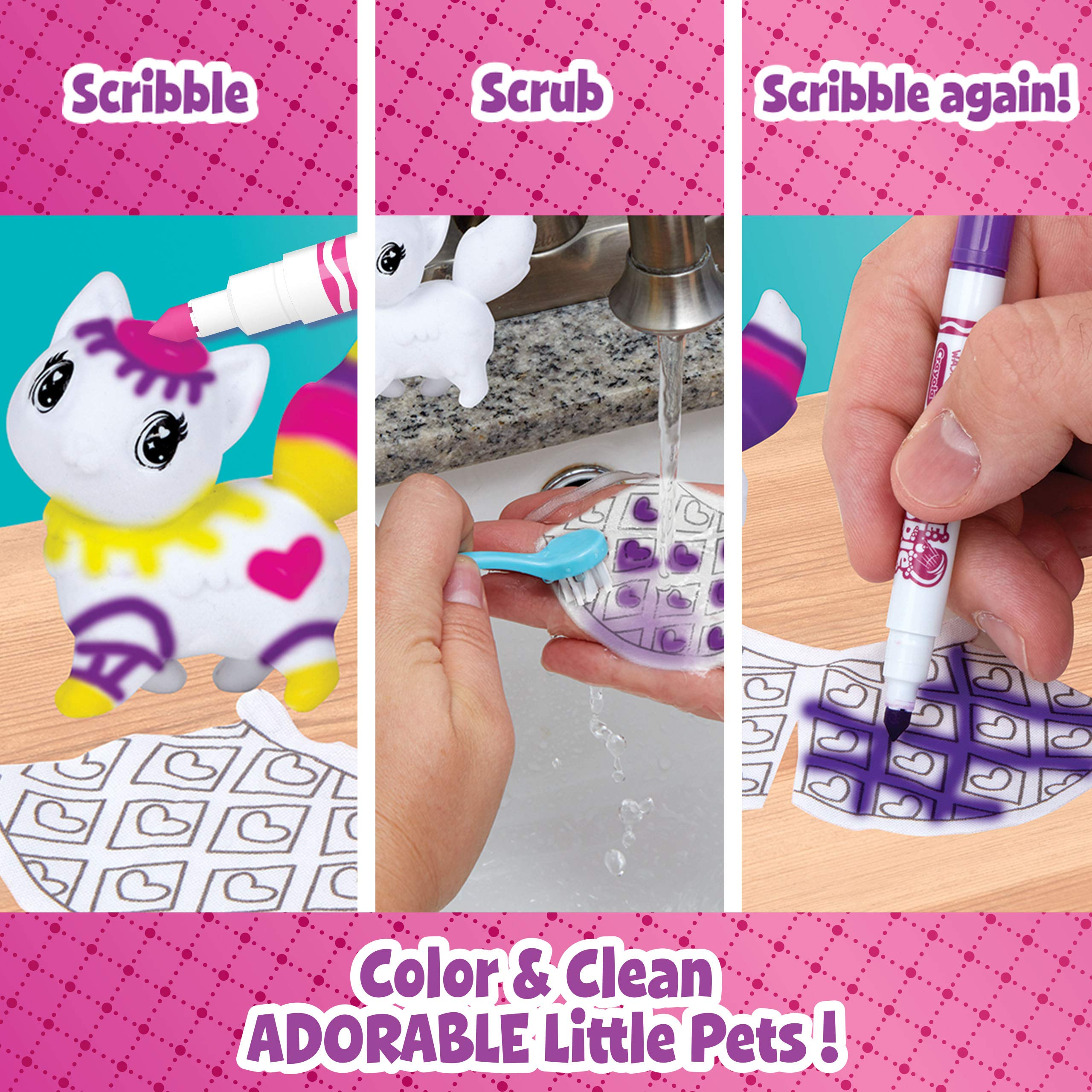 Crayola Scribble Scrubbie Pets Princess Playset: Missy the Cat with Tiara, Cape & Washable Markers