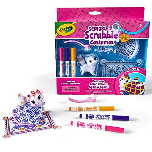 Crayola Scribble Scrubbie Pets Princess Playset: Missy the Cat with Tiara, Cape & Washable Markers