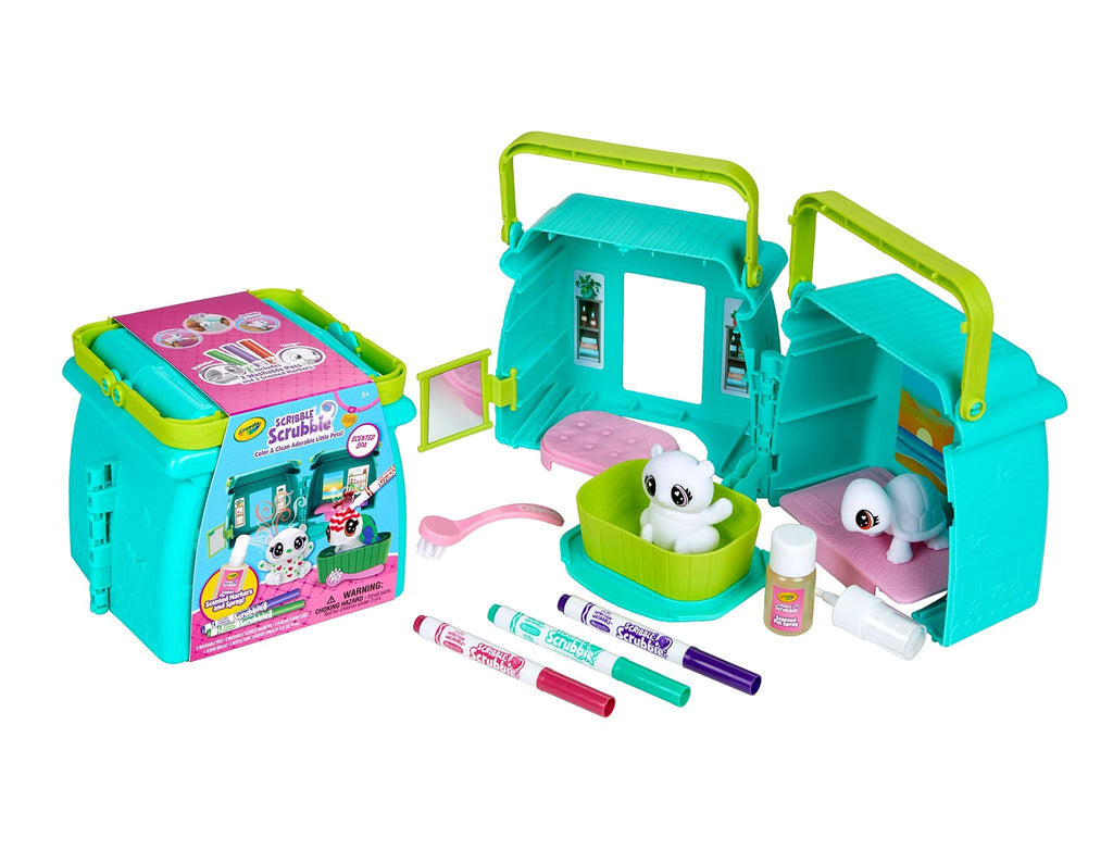 Crayola Scribble Scrubbie Pets Scented Spa – Color, Wash, and Recolor Two Fuzzy Pets with Scented Markers