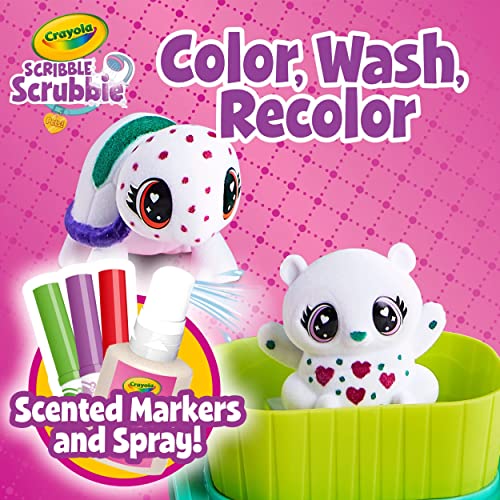 Crayola Scribble Scrubbie Pets Scented Spa – Color, Wash, and Recolor Two Fuzzy Pets with Scented Markers