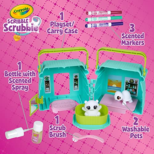 Crayola Scribble Scrubbie Pets Scented Spa – Color, Wash, and Recolor Two Fuzzy Pets with Scented Markers