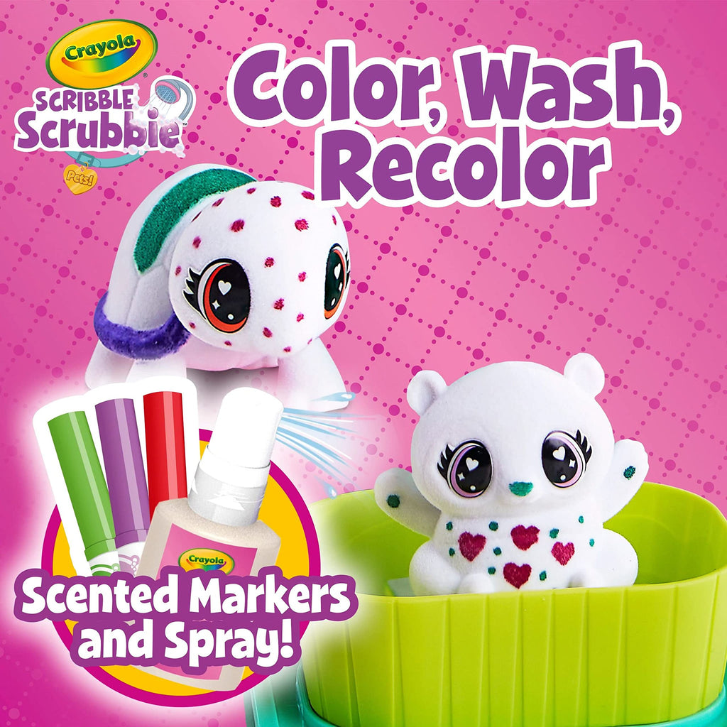 Crayola Scribble Scrubbie Pets Scented Spa – Color, Wash, and Recolor Two Fuzzy Pets with Scented Markers