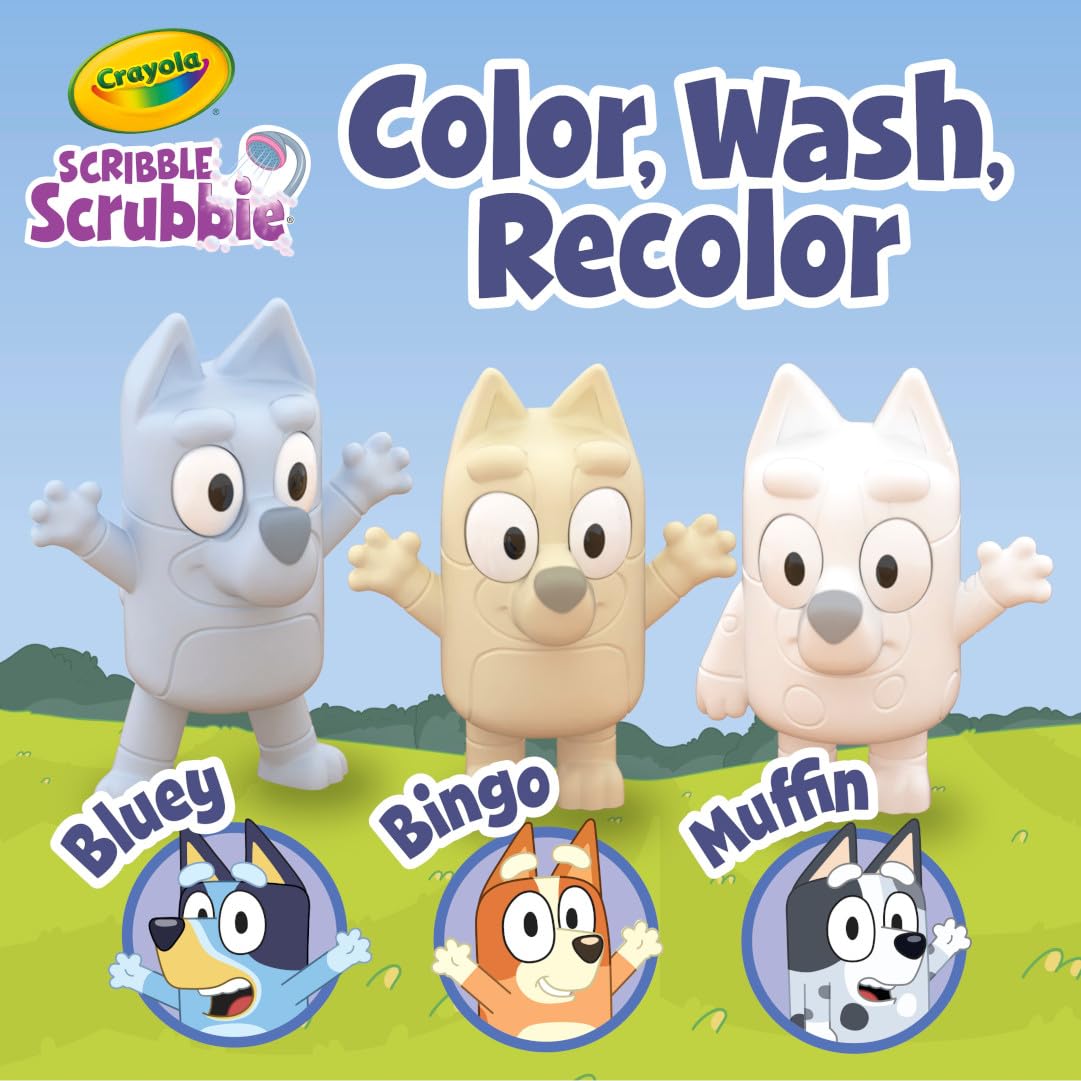 Crayola Scribble Scrubbies Deluxe Bluey Playset – Color, Wash, and Reuse with 3 Characters