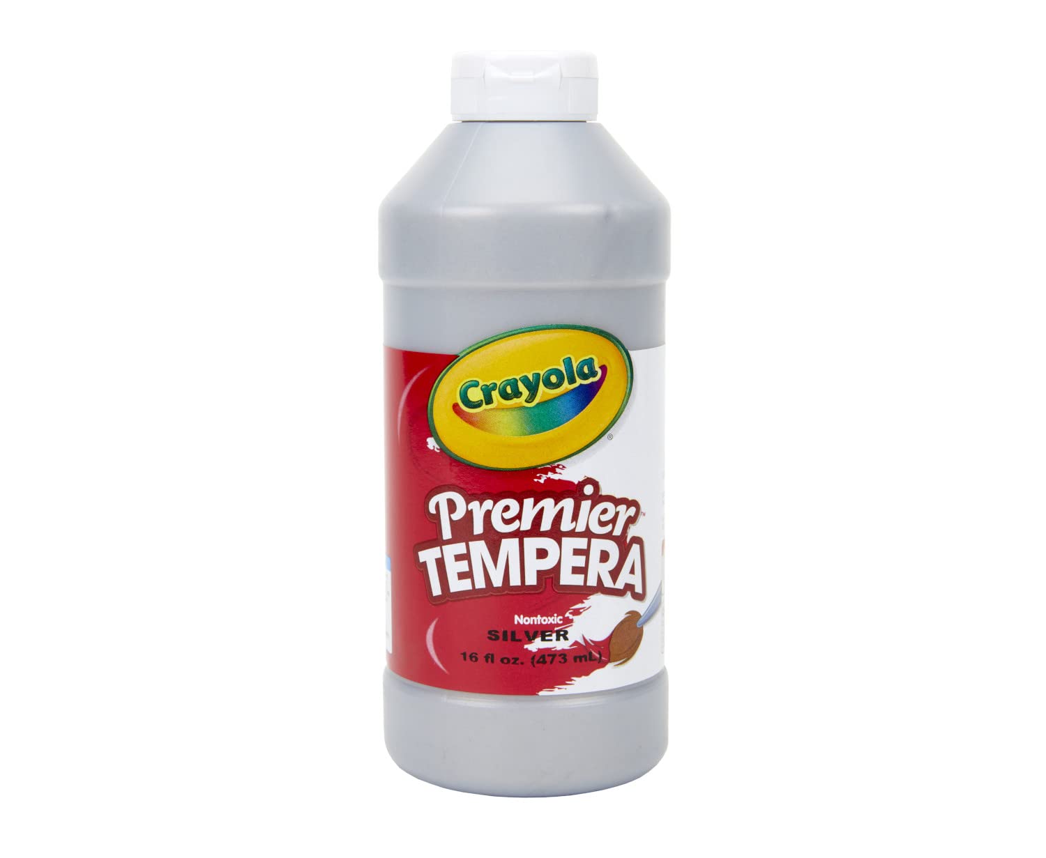Crayola Silver Tempera Paint (16 oz) - Metallic Finish, Nontoxic, Squeeze Bottle for Kids' Art Projects