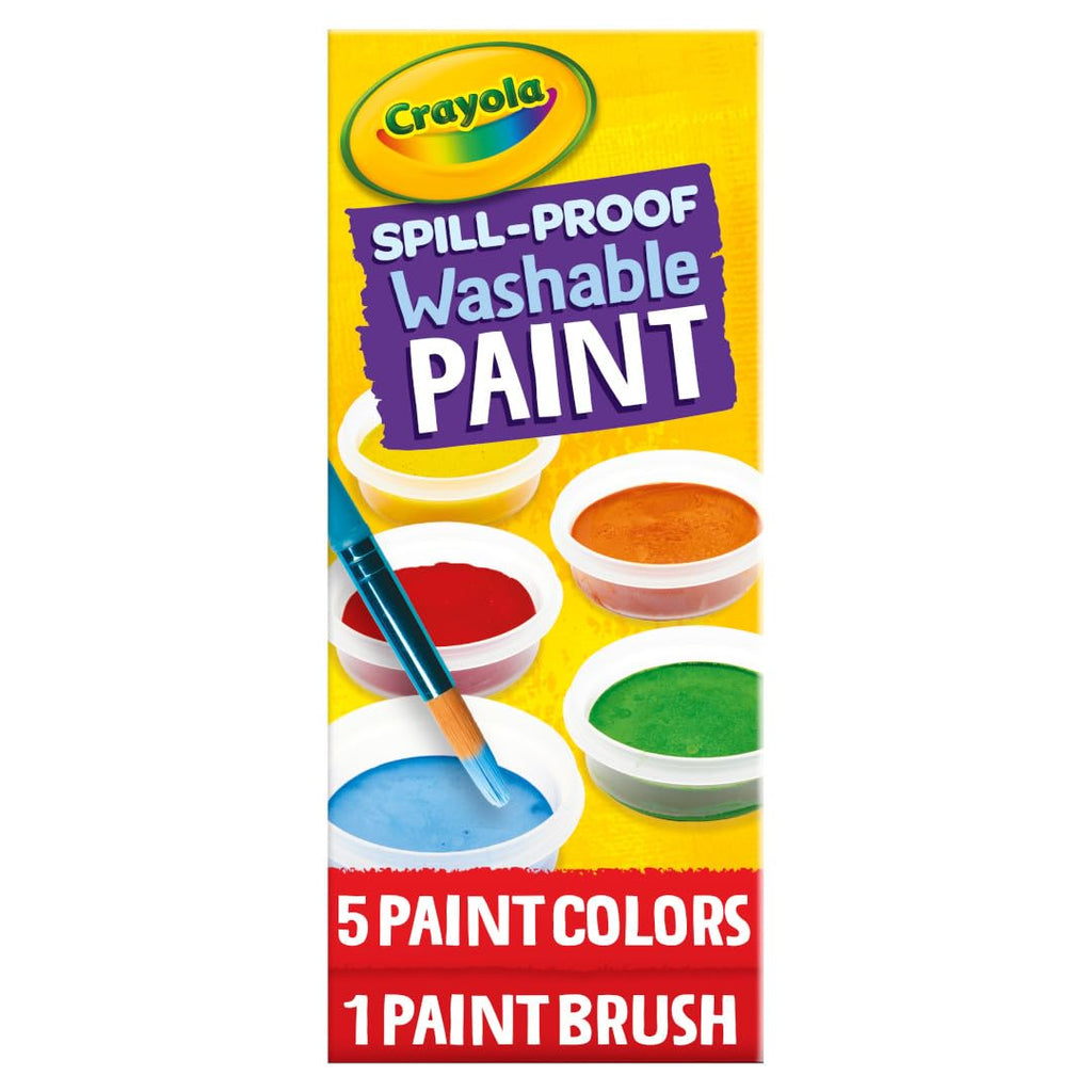 Crayola Spill-Proof Paint Set (5 Colors) – Washable Tempera Paint for Kids, Mess-Free Craft Supplies