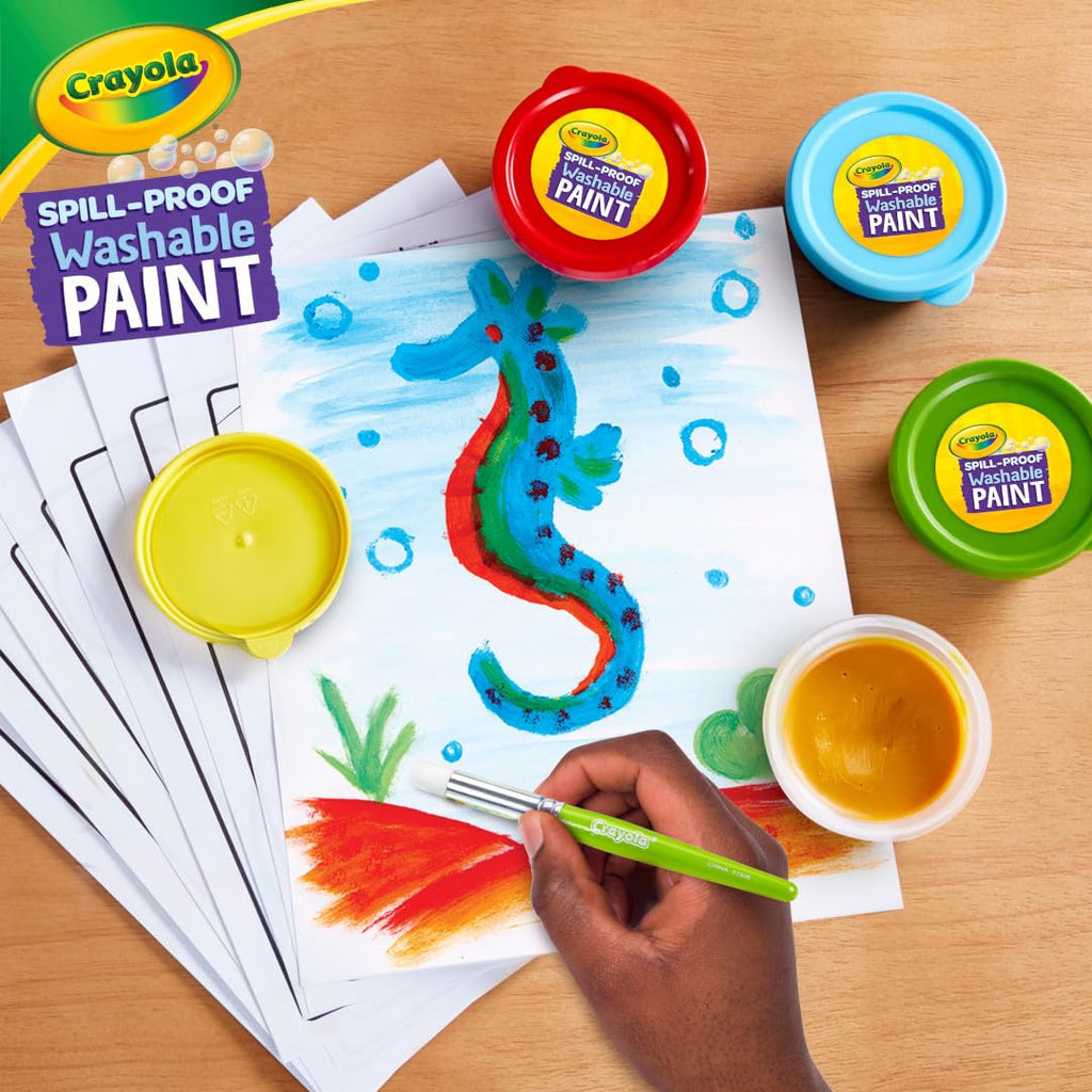 Crayola Spill-Proof Paint Set (5 Colors) – Washable Tempera Paint for Kids, Mess-Free Craft Supplies