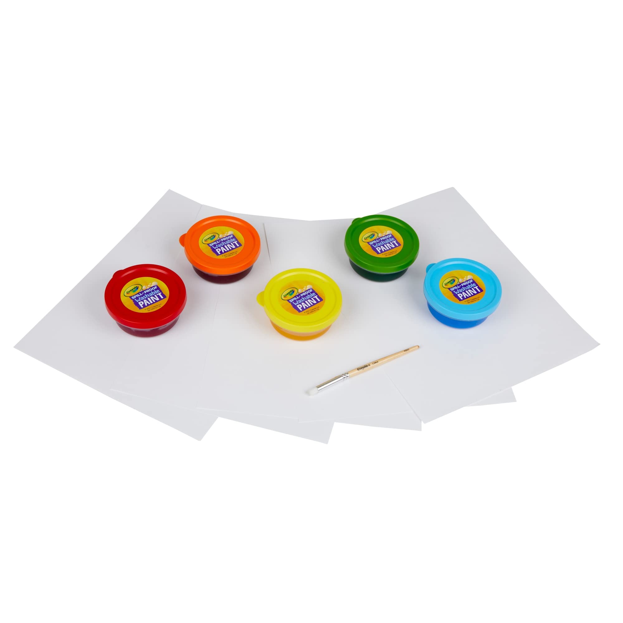 Crayola Spill Proof Paint Set for Kids – Washable, Mess-Free Painting with 5 Paints, Brush & Paper