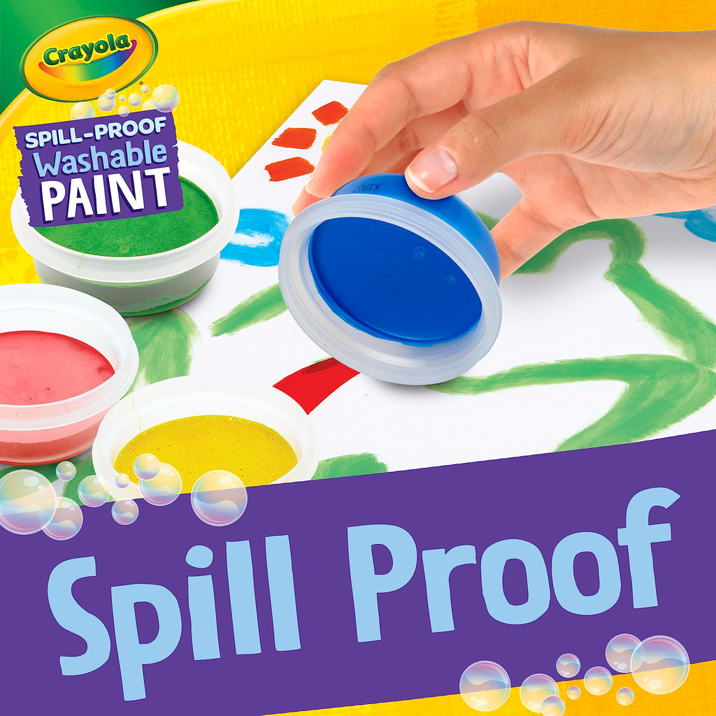 Crayola Spill Proof Paint Set for Kids – Washable, Mess-Free Painting with 5 Paints, Brush & Paper