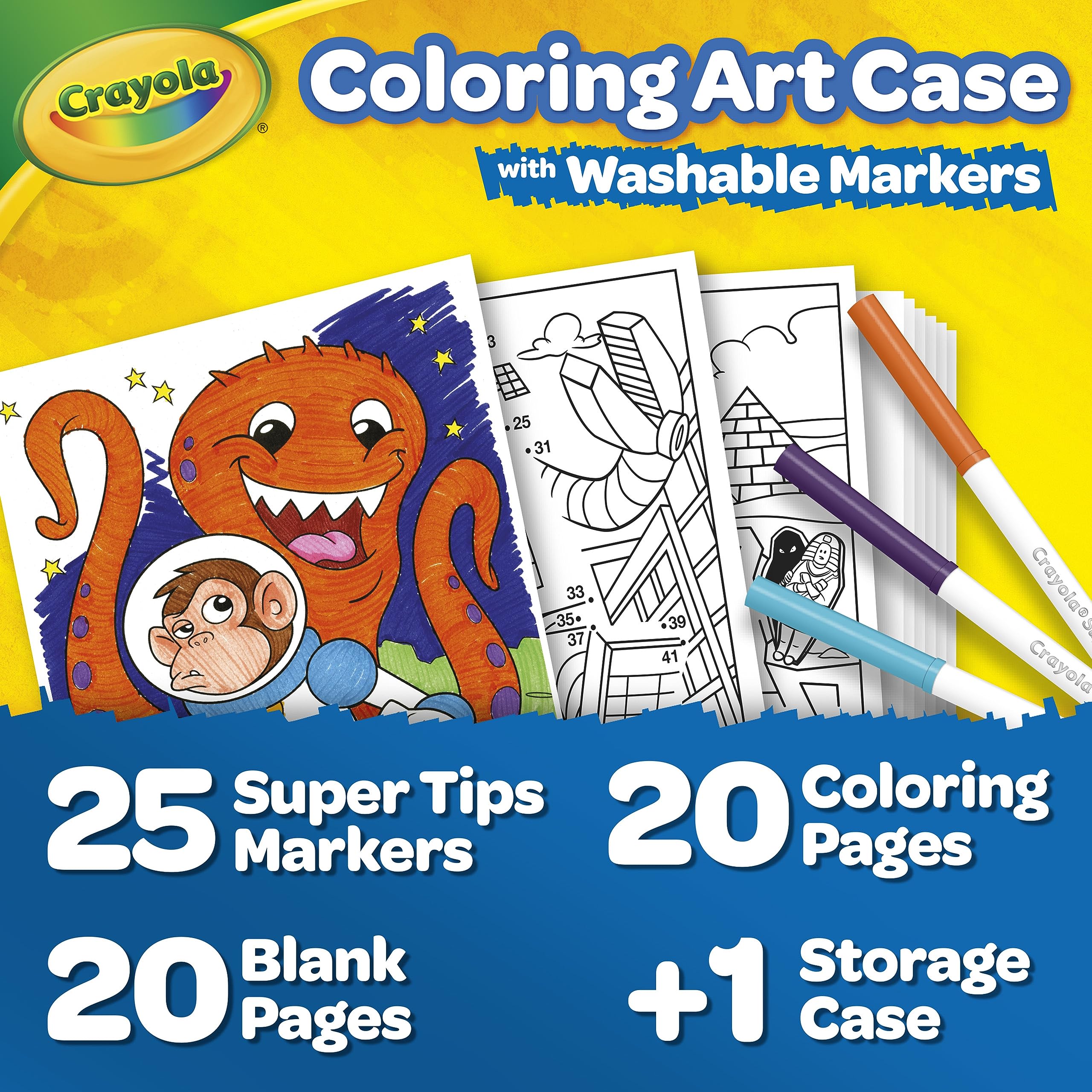 Crayola Super Tips Art Case: 65+ Piece Coloring Set with Washable Markers, Portable Storage