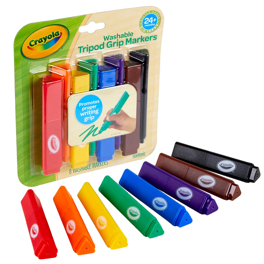 Crayola Triangle Toddler Markers (8ct) – Easy Grip Washable Art Supplies for Little Hands