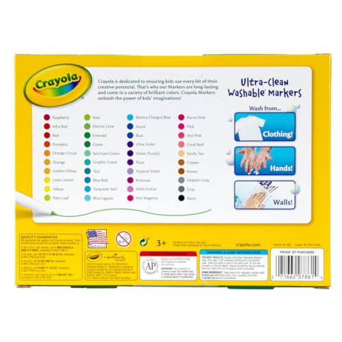 Crayola Ultra Clean Fine Line Washable Markers (40 Count) - Multicolor, Non-Toxic, Ages 3+