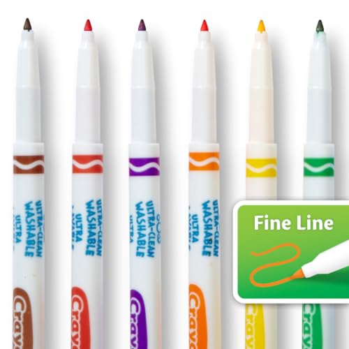 Crayola Ultra Clean Fine Line Washable Markers (40 Count) - Multicolor, Non-Toxic, Ages 3+