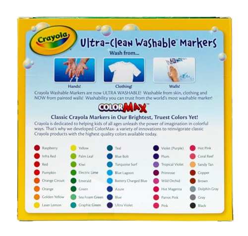 Crayola Ultra Clean Washable Markers, 40 Count - Broad Line Art Markers for Kids Ages 3+
