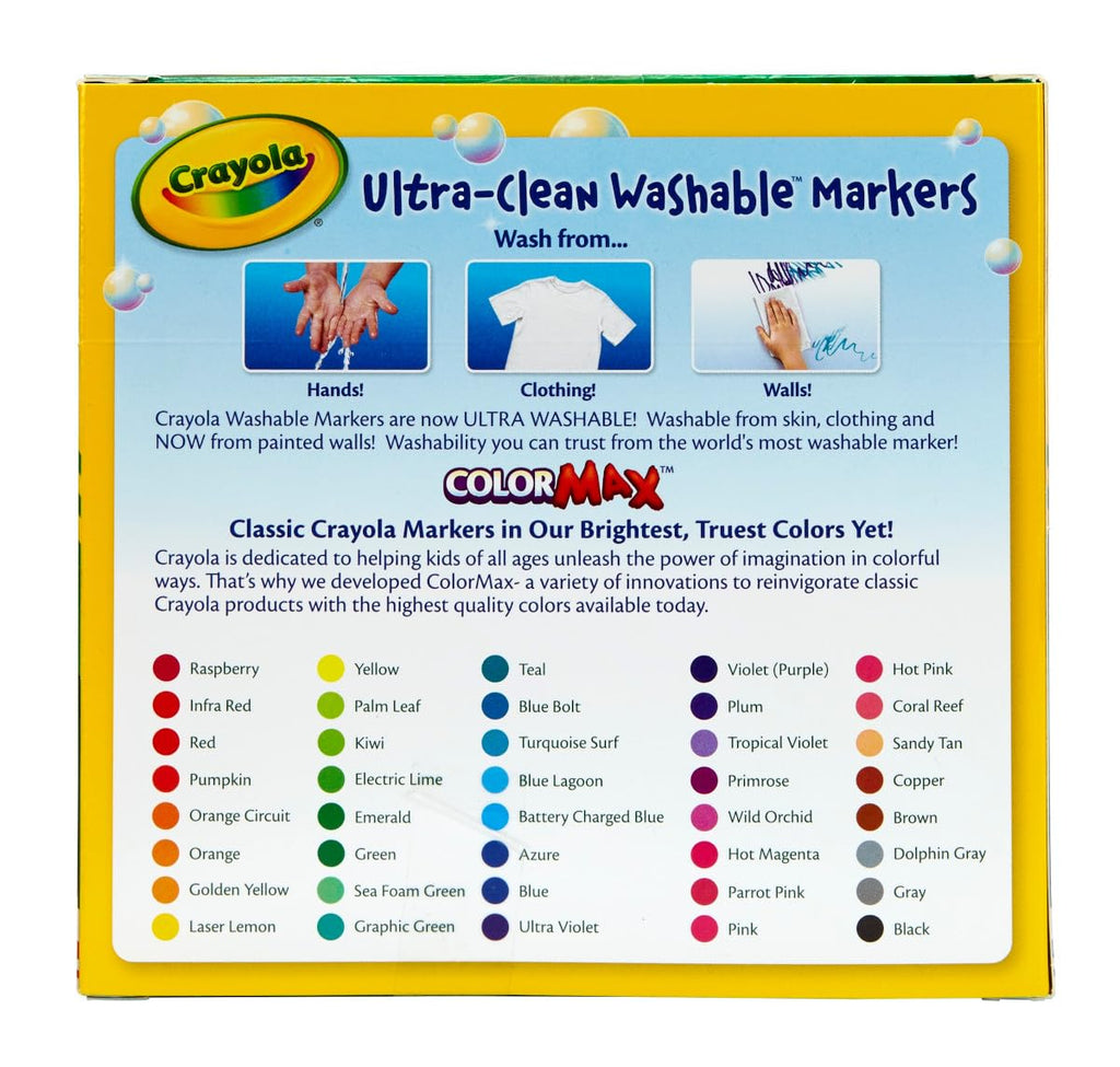 Crayola Ultra Clean Washable Markers, 40 Count - Broad Line Art Markers for Kids Ages 3+