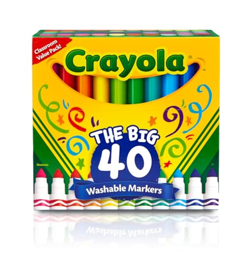 Crayola Ultra Clean Washable Markers, 40 Count - Broad Line Art Markers for Kids Ages 3+