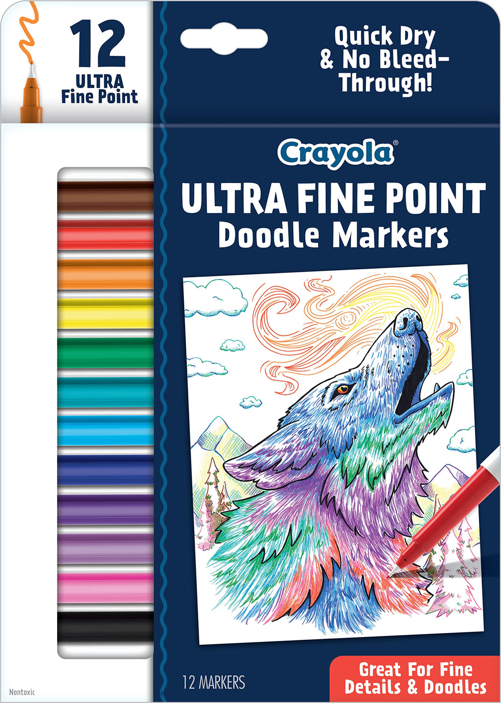 Crayola Ultra Fine Point Markers (12ct) – No Bleed Permanent Ink for Adult Coloring & Calligraphy