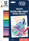Crayola Ultra Fine Point Markers (12ct) – No Bleed Permanent Ink for Adult Coloring & Calligraphy