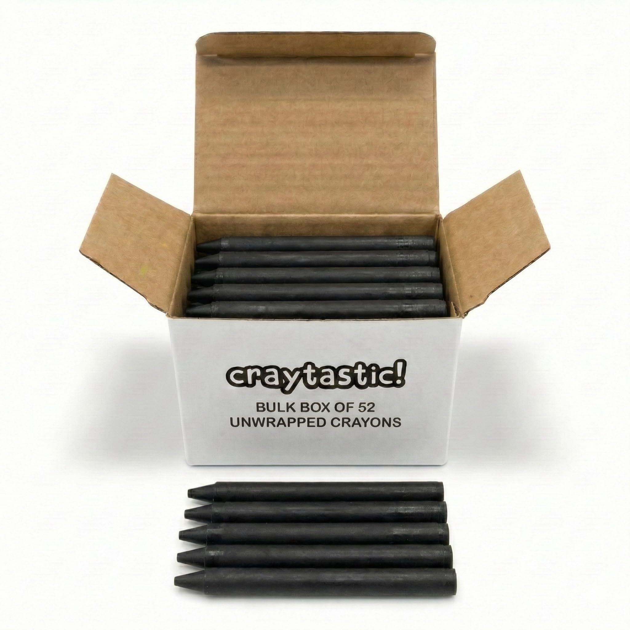 Craytastic! 52 Bulk Unwrapped Black Crayons - Paperless for Crafting, Melting, Parties - Non-Toxic, ASTM D-4236