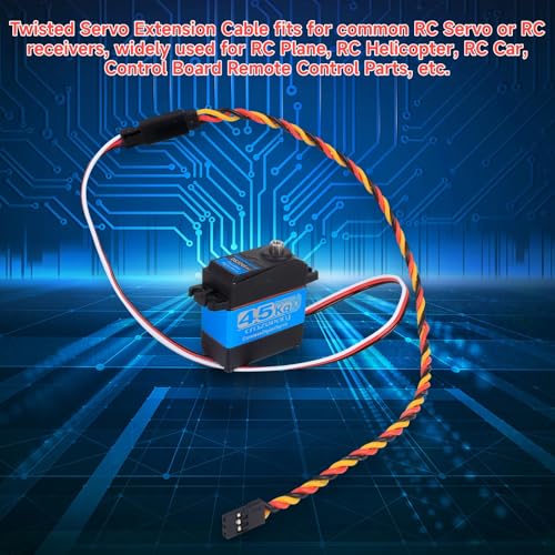 Crazepony Twisted Servo Extension Cable with Safety Clip – 20AWG 60 Core Male to Female, 4 Lengths (8 Wires) for RC Models