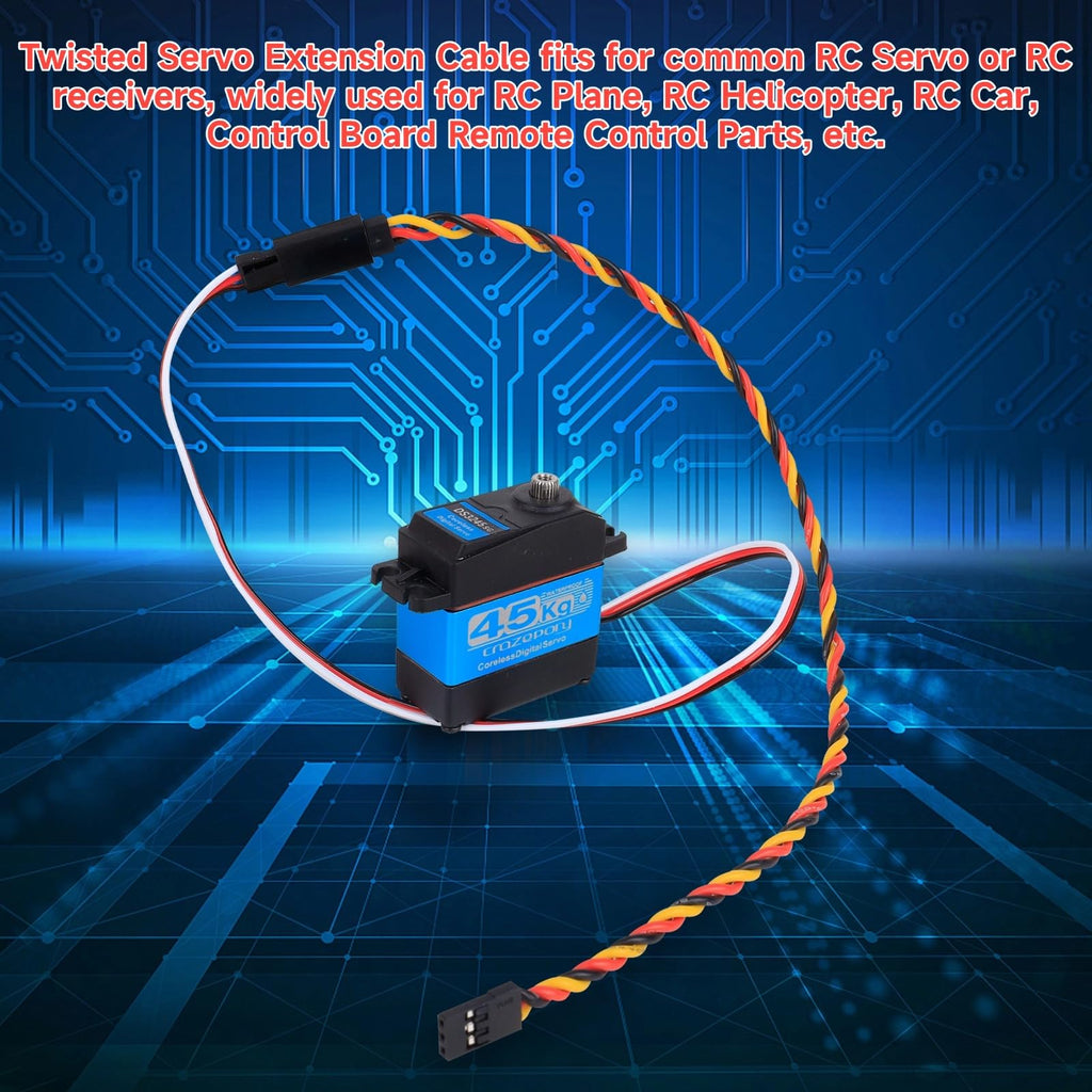 Crazepony Twisted Servo Extension Cable with Safety Clip – 20AWG 60 Core Male to Female, 4 Lengths (8 Wires) for RC Models