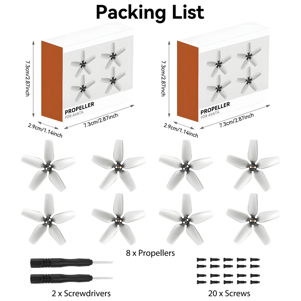 Craznick 8-Pack Propellers for DJI Avata – Low Noise, Easy Install with Screws & Screwdrivers