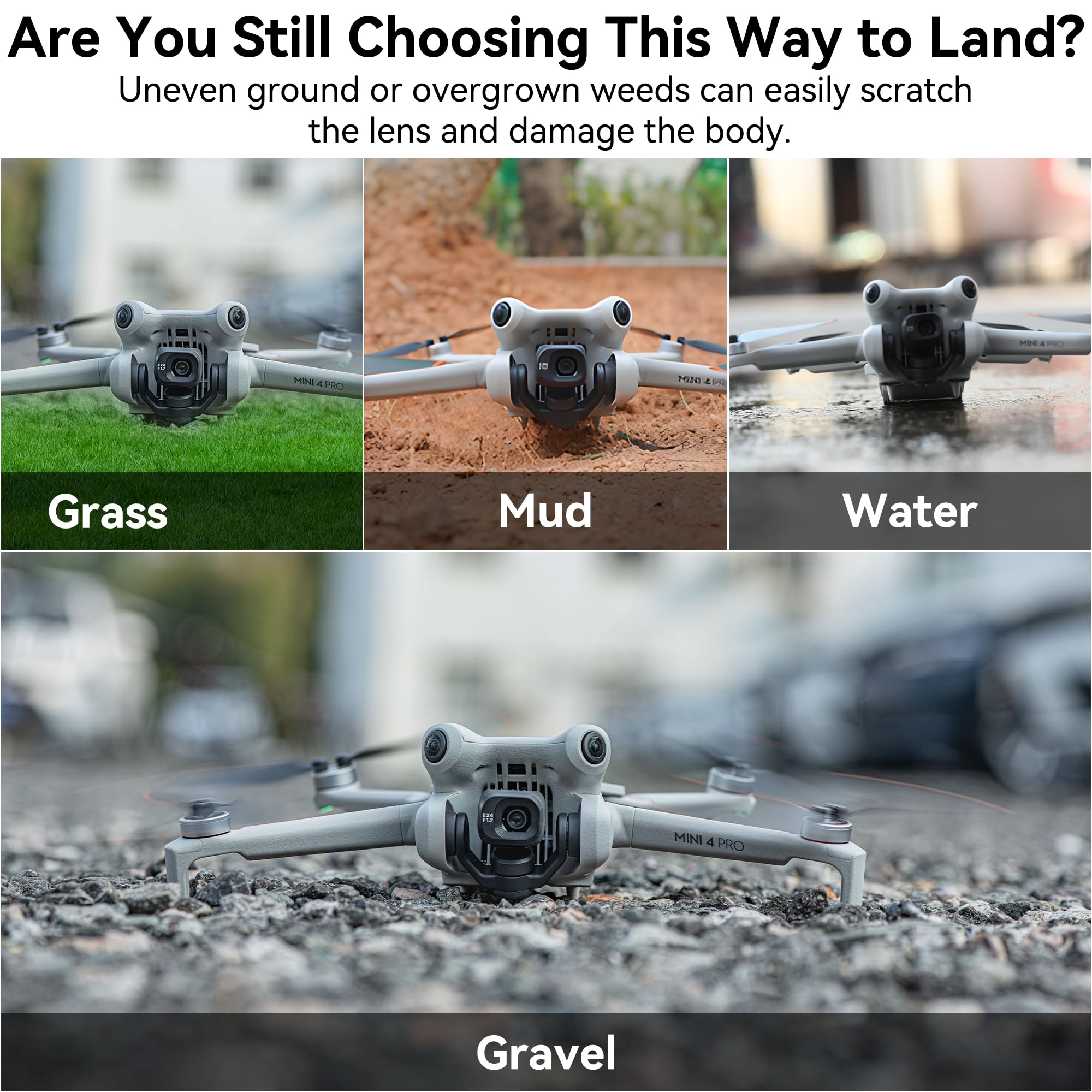 Craznick Landing Gear for DJI Mini 4 Pro – Extended Landing Legs, 25mm Height Increase, Snap-On Installation