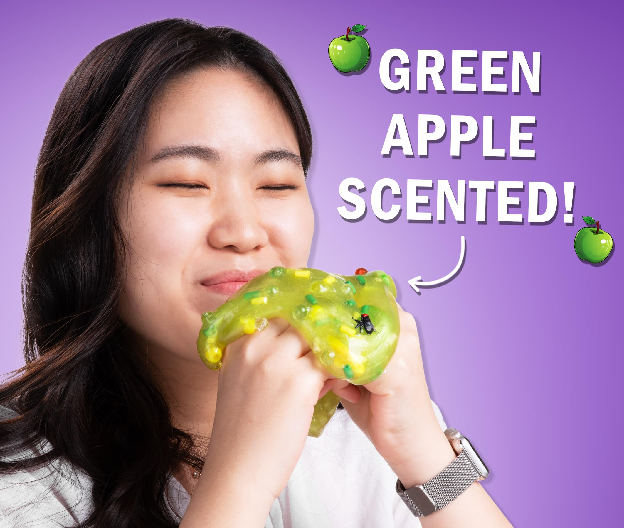 Crazy Aaron's Dumpster Dive Slime Charmers – Light Green Water Slime with Green Apple Scent and Assorted Charms