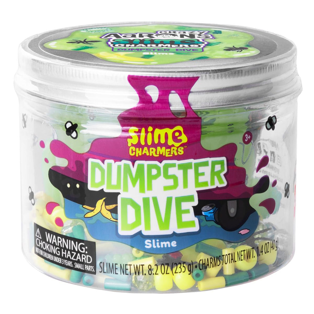 Crazy Aaron's Dumpster Dive Slime Charmers – Light Green Water Slime with Green Apple Scent and Assorted Charms