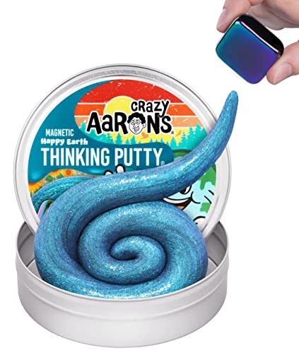 Crazy Aaron's Happy Earth Thinking Putty - Blue Magnetic Putty with Rainbow Magnet, 90g, 4-Inch Tin