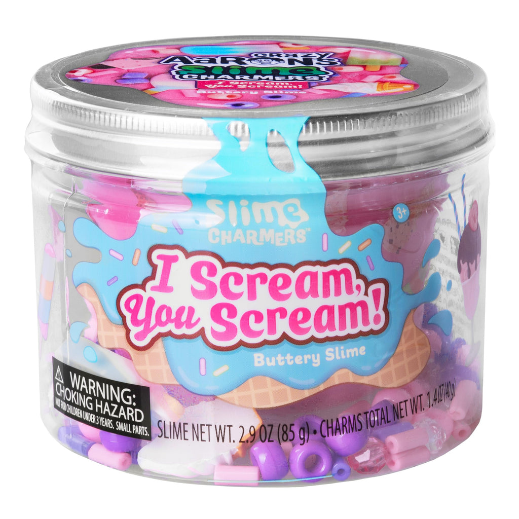 Crazy Aaron's I Scream, You Scream Pink Buttery Slime with Strawberry Scent and Ice Cream Charms – 8.2 oz
