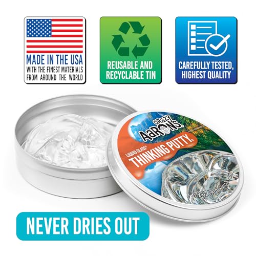 Crazy Aaron's Liquid Glass Thinking Putty – Crystal Clear, Non-Sticky, Never Dries Out