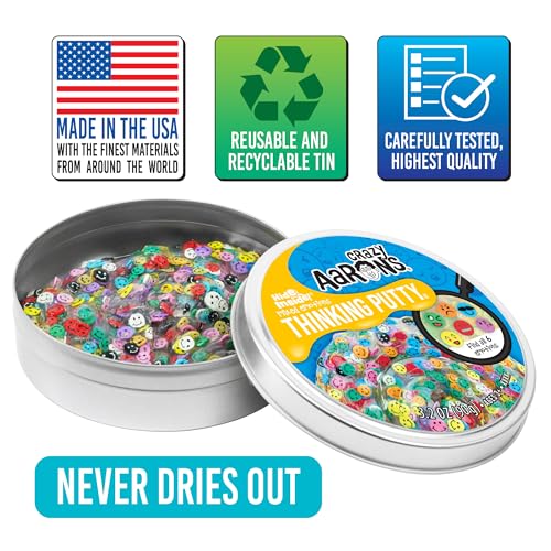 Crazy Aaron's Mixed Emotions Thinking Putty - Clear Putty with 6 Hidden Emojis, Never Dries Out, Ages 3+