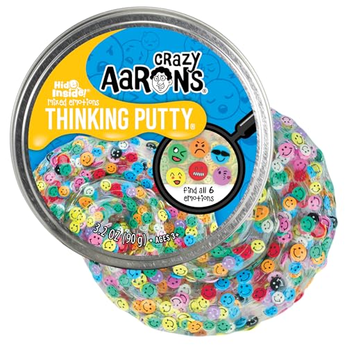 Crazy Aaron's Mixed Emotions Thinking Putty - Clear Putty with 6 Hidden Emojis, Never Dries Out, Ages 3+